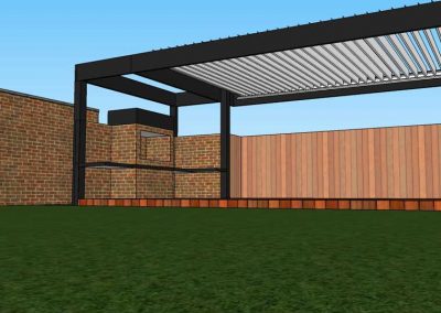 BOCETO DISEÑO PERGOLA BIOCLIMATICA ORIENTABLE MOTORIZADA Y PERGOLA PLANA EN TERRAZA ARROYOMOLINOS MADRID 01