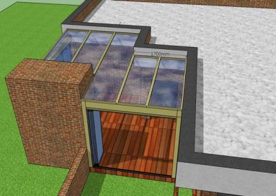 BOCETO DISEÑO TECHO FIJO CON CERRAMIENTO VERTICAL REPLEGABLE EN TERRAZA DE MADRID CENTRO 3