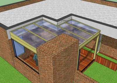 BOCETO DISEÑO TECHO FIJO CON CERRAMIENTO VERTICAL REPLEGABLE EN TERRAZA DE MADRID CENTRO 4