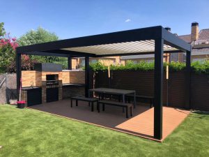 PERGOLA BIOCLIMATICA ORIENTABLE MOTORIZADA Y PERGOLA PLANA EN TERRAZA ARROYOMOLINOS MADRID 06