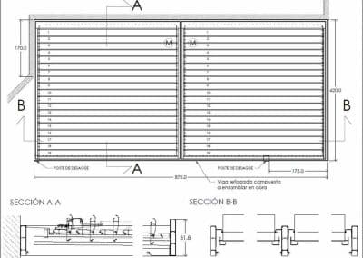 PLANO TECNICO PERGOLA BIOCLIMATICA LAMAS ORIENTABLES MOTORIZADA EN CHALET BOADILLA DEL MONTE MADRID